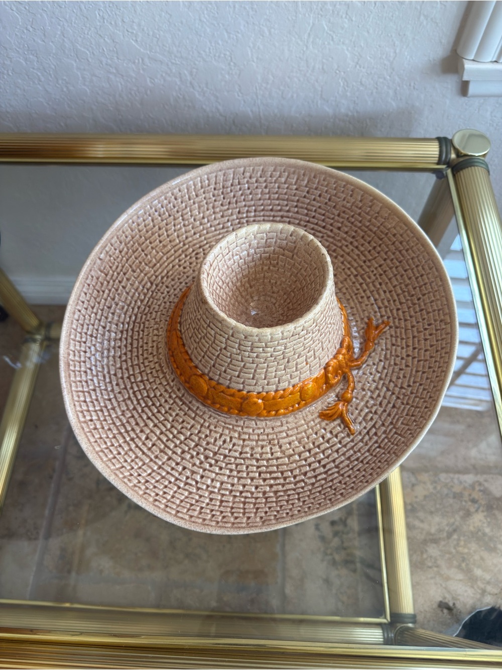Vintage 1980s Ceramic Sombrero Chip and Dip Bowl  by Whittier Pottery - Picture 2 of 2